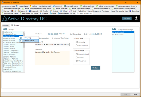 Active Directory Groups tab