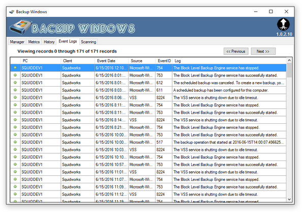 Backup logs