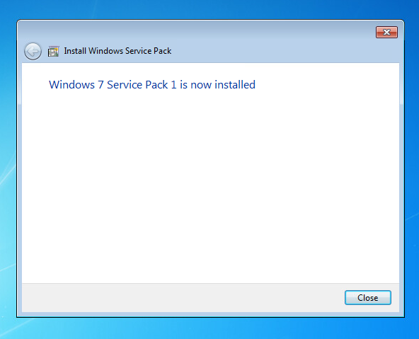 Windows 7 Sp1 now Installed.