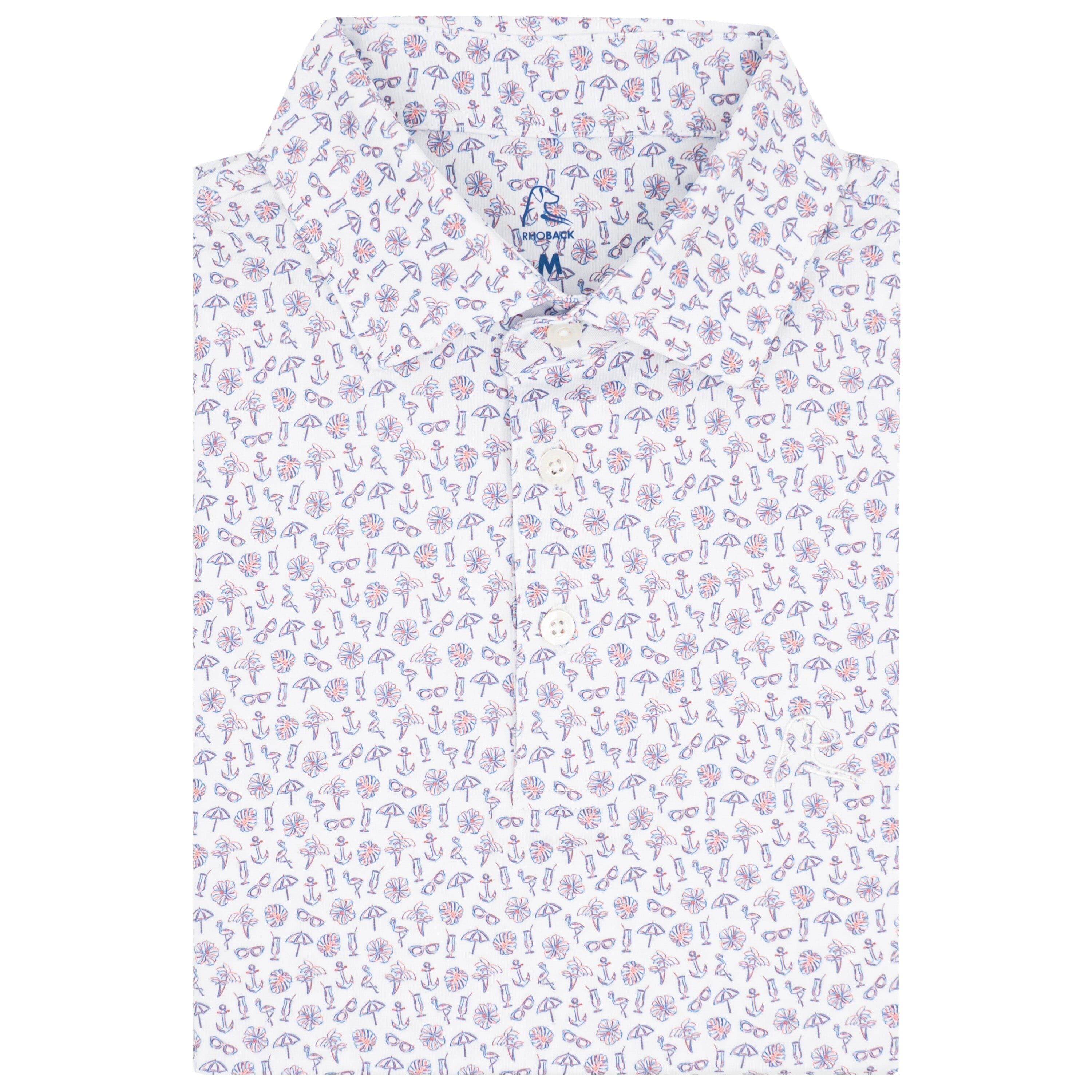 The Beach Bum | Performance Polo | The Beach Bum - White/Washed Red