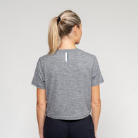 Drift Performance Crop Tee | Heather - Boulder Grey/White