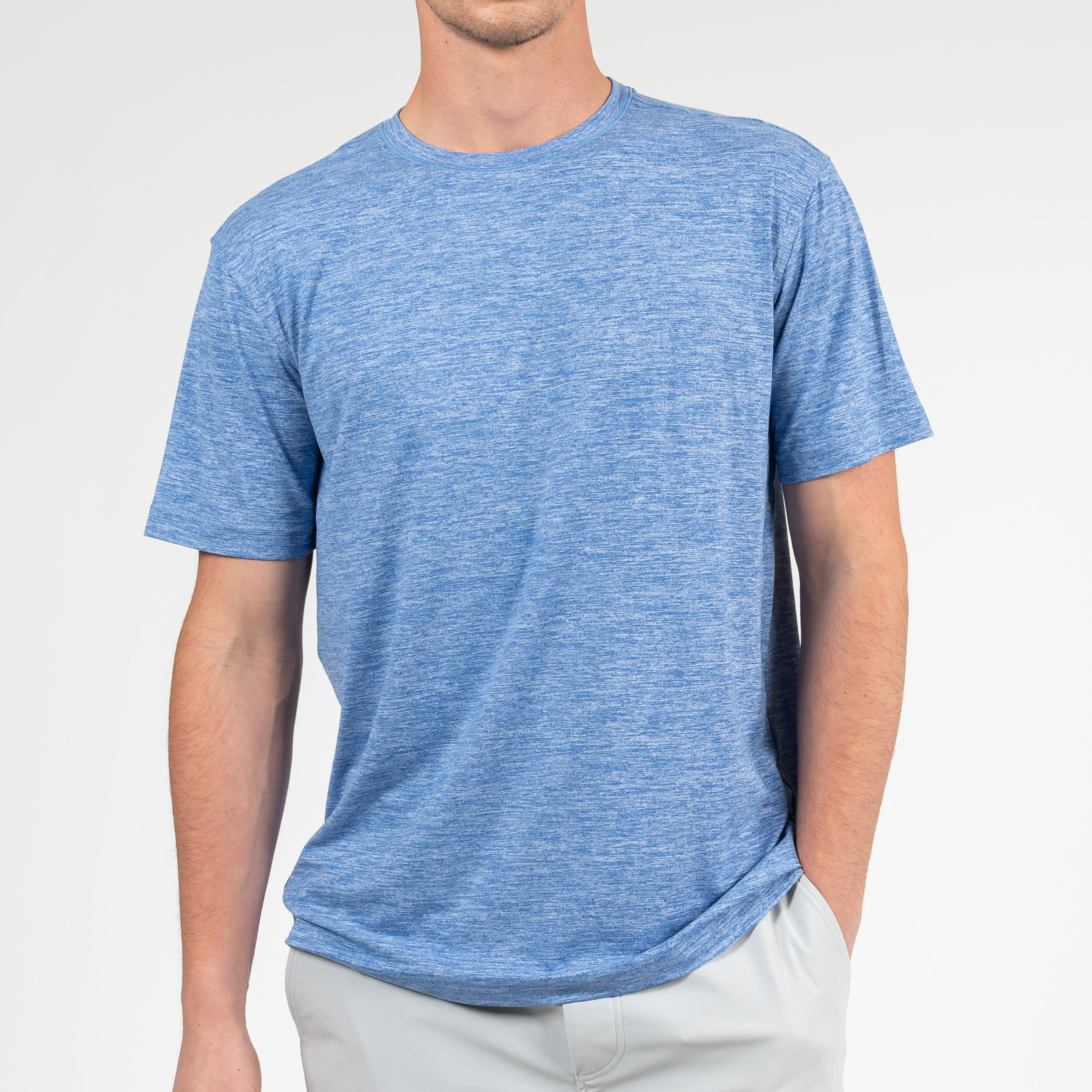 Tailwind Performance Tee | Heather - Bunker Blue/White