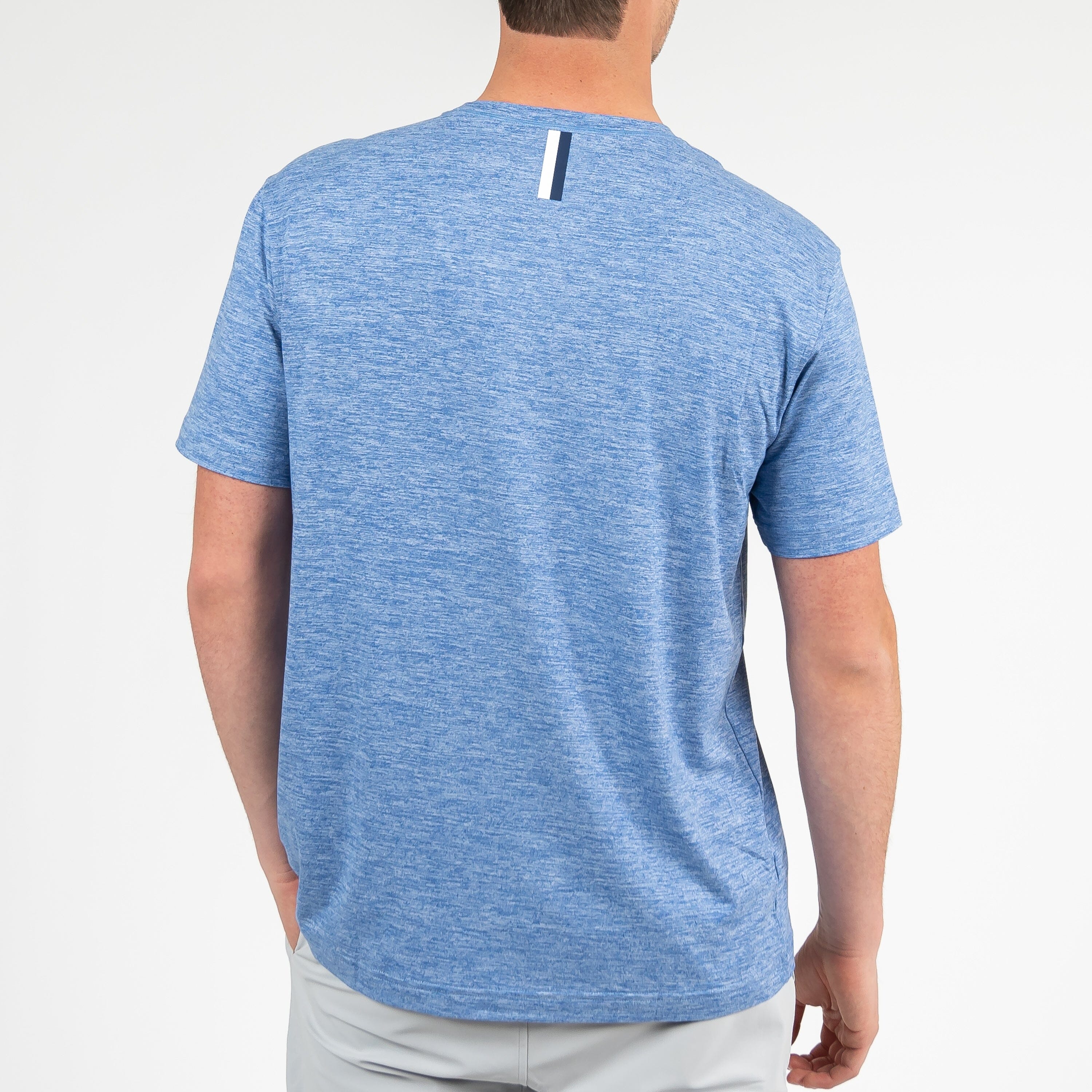 Tailwind Performance Tee | Heather - Bunker Blue/White