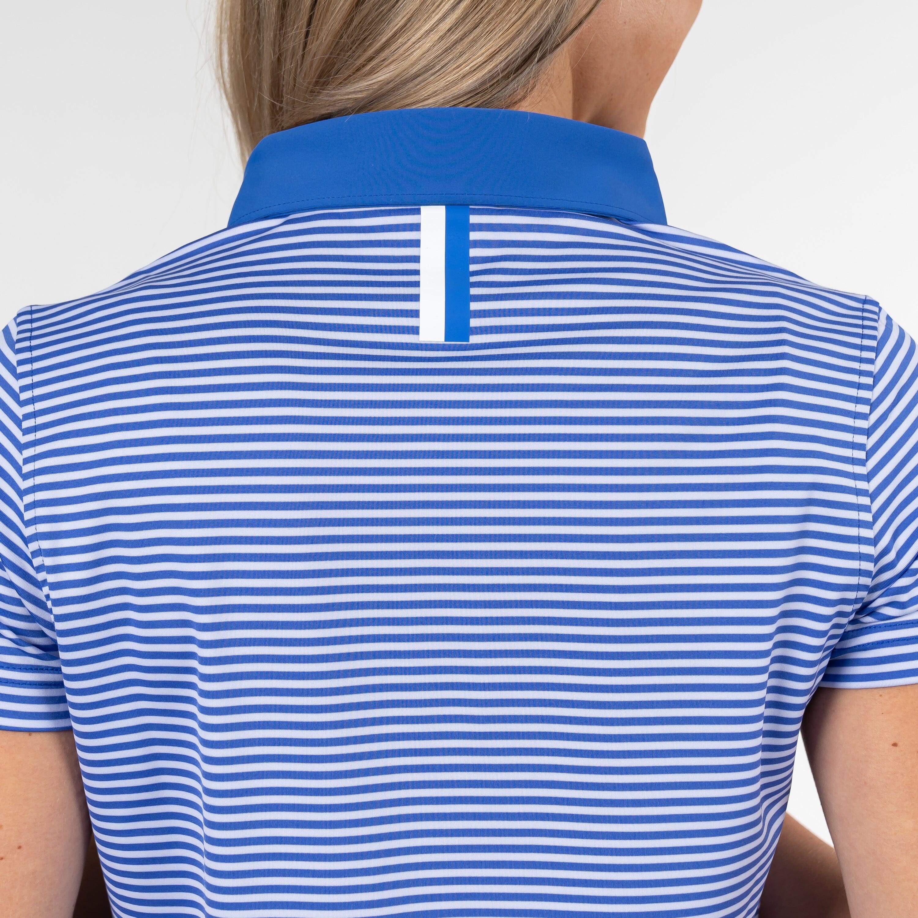 The Birdie Stripe Performance Polo | The Birdie Stripe - Bunker Blue/White