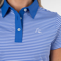 The Birdie Stripe Performance Polo | The Birdie Stripe - Bunker Blue/White