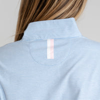 The Riva Heather Stripe Performance Q-Zip | The Riva Heather Stripe - Beluga Blue/White