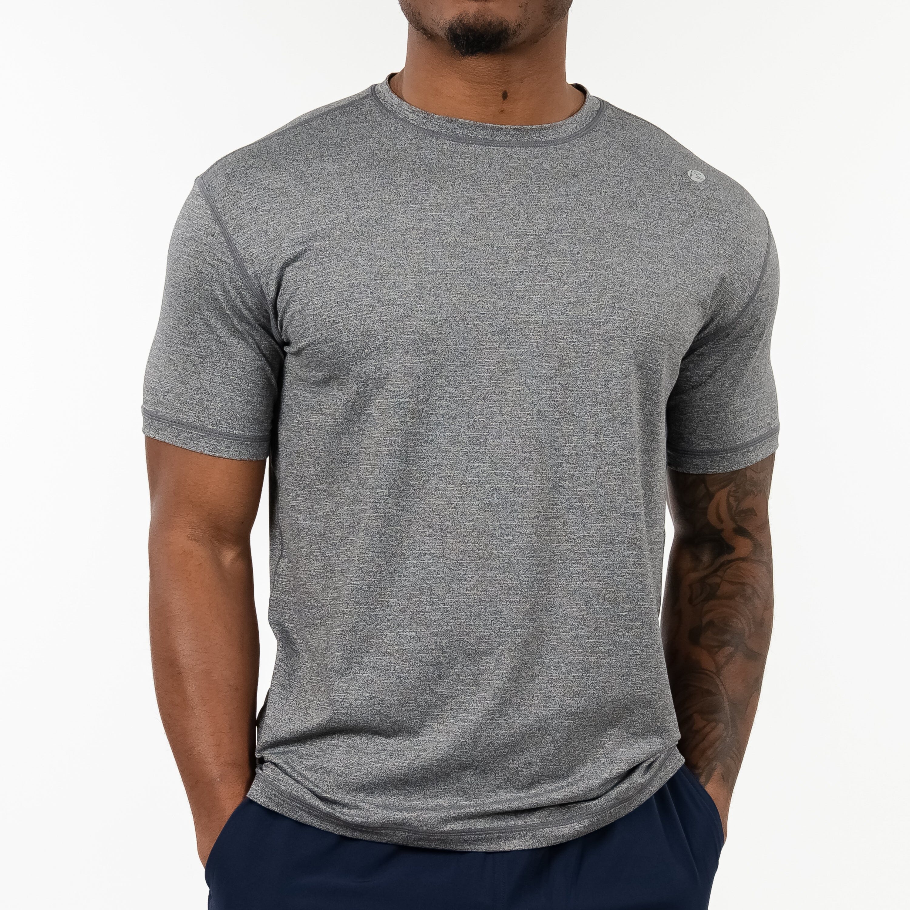 Blitz Tech Tee | Heather - Middie Grey/White