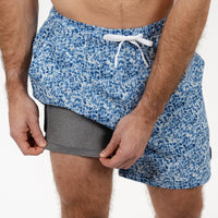 Medley Swim Trunk | The Pool Camo - White/Shoal Blue