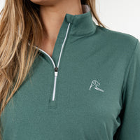 The Heather Performance Q-Zip | Heather - Basil Green/Fern Green