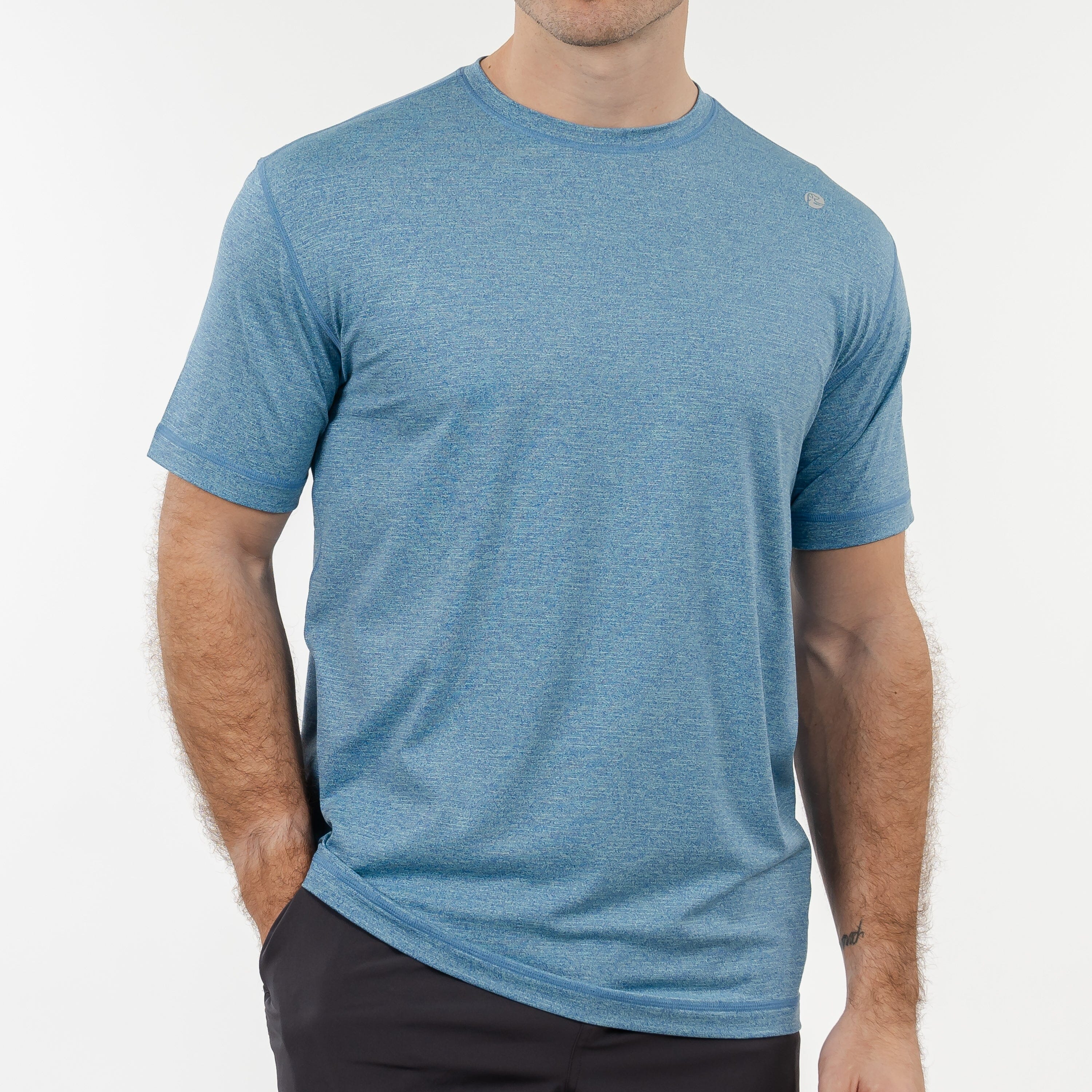 Blitz Tech Tee | Heather - Bay Blue/Mint Green