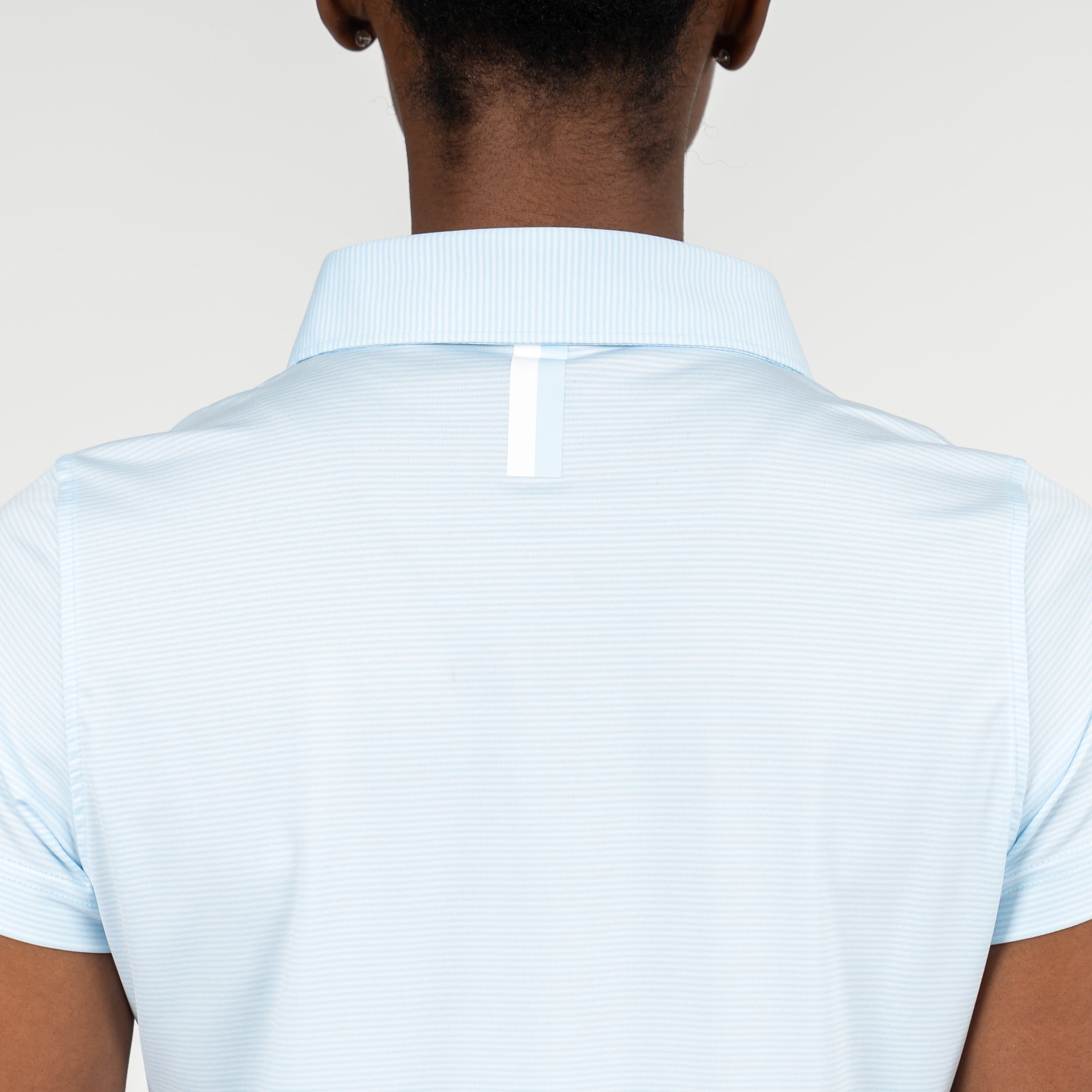 The Crispy Stripe Performance Polo | The Crispy Stripe - Pale Blue/White