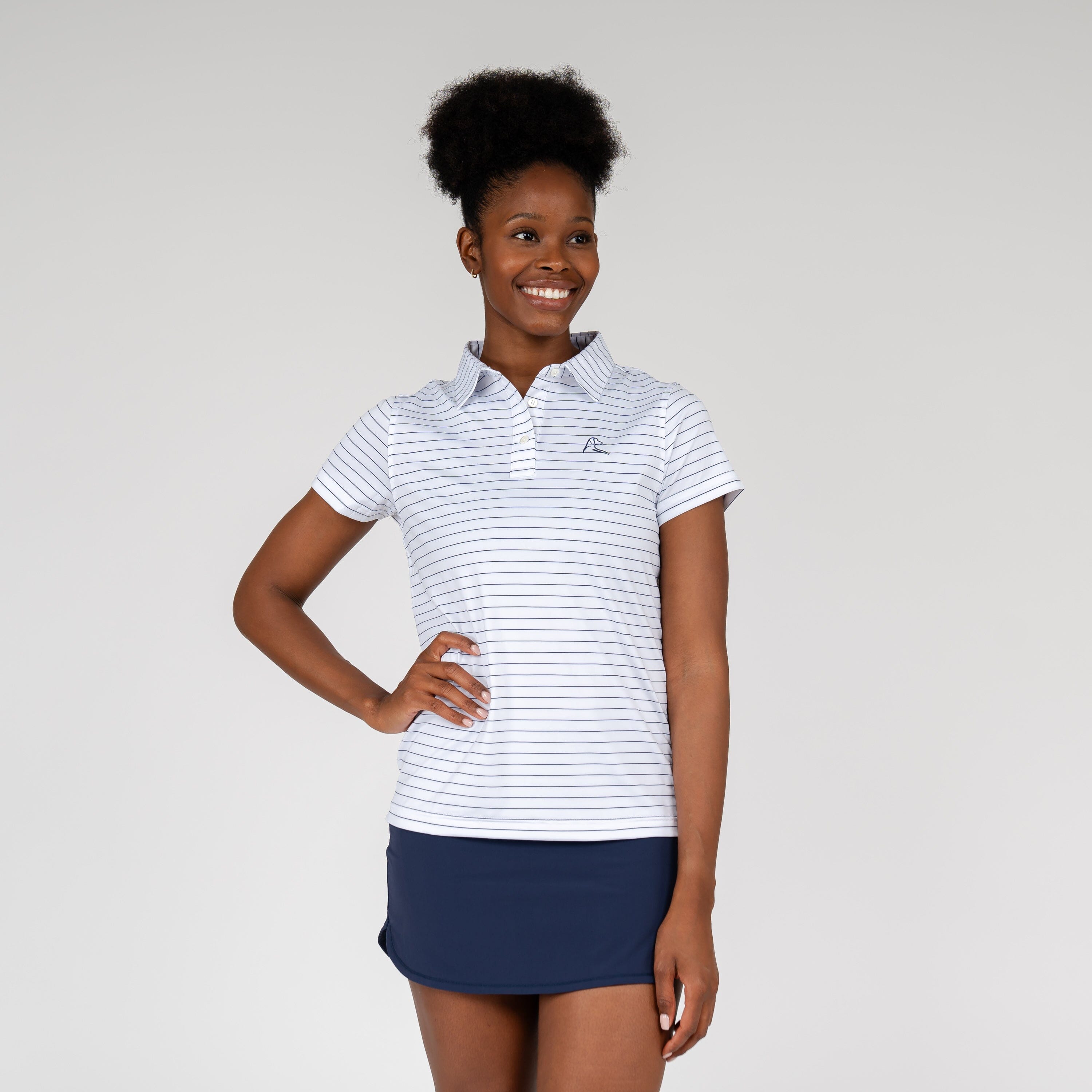 The Captain Stripe Performance Polo | The Captain Stripe - White/Fleet Navy