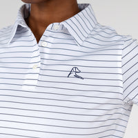 The Captain Stripe Performance Polo | The Captain Stripe - White/Fleet Navy