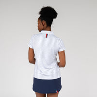 The Captain Stripe Performance Polo | The Captain Stripe - White/Fleet Navy