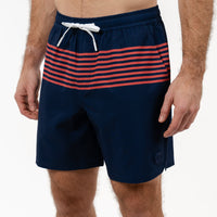 Medley Swim Trunk | The Wave Runners - Admiral Navy/Sorbet Red