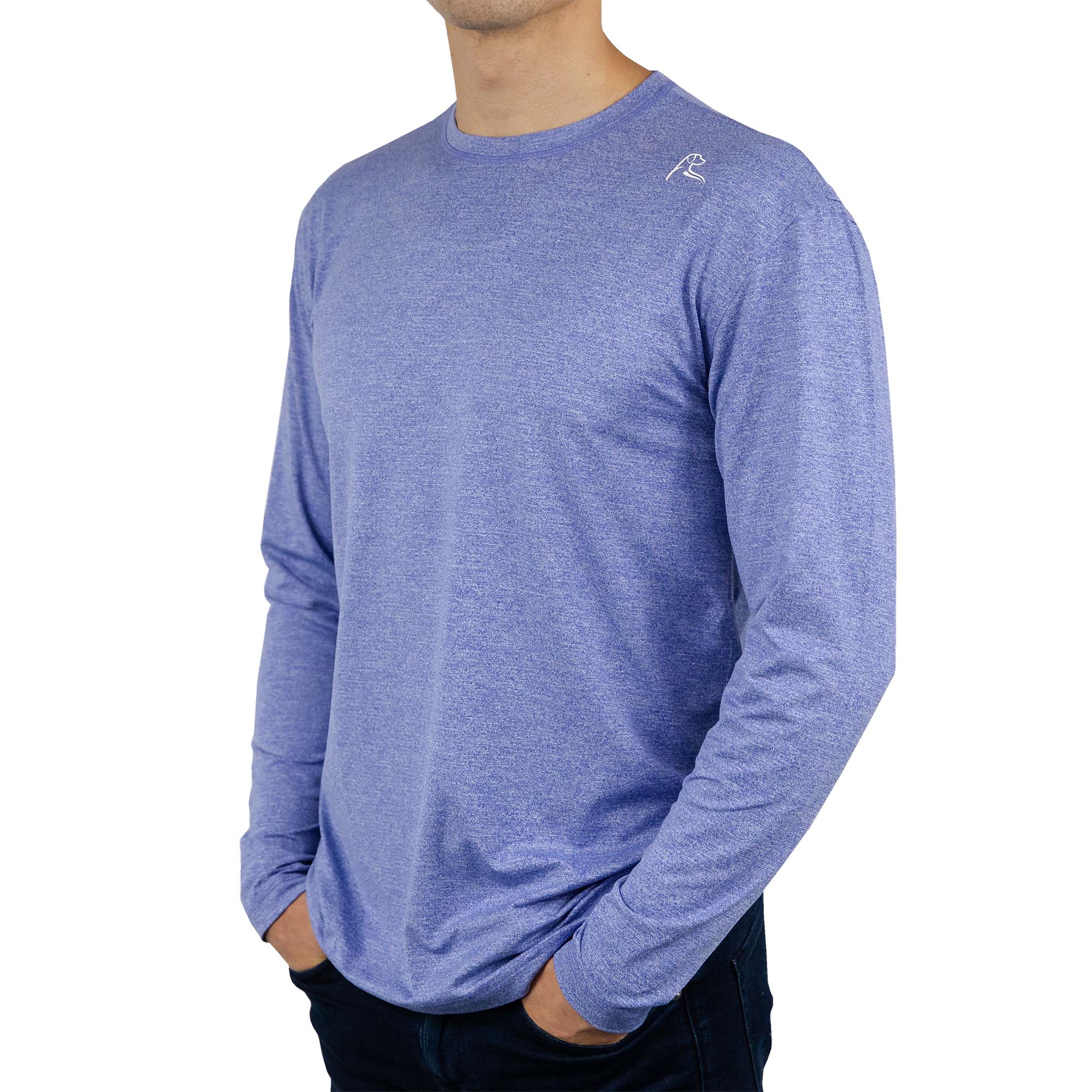 Blitz Tech Long Sleeve Tee | Heather - Deep Blue/White