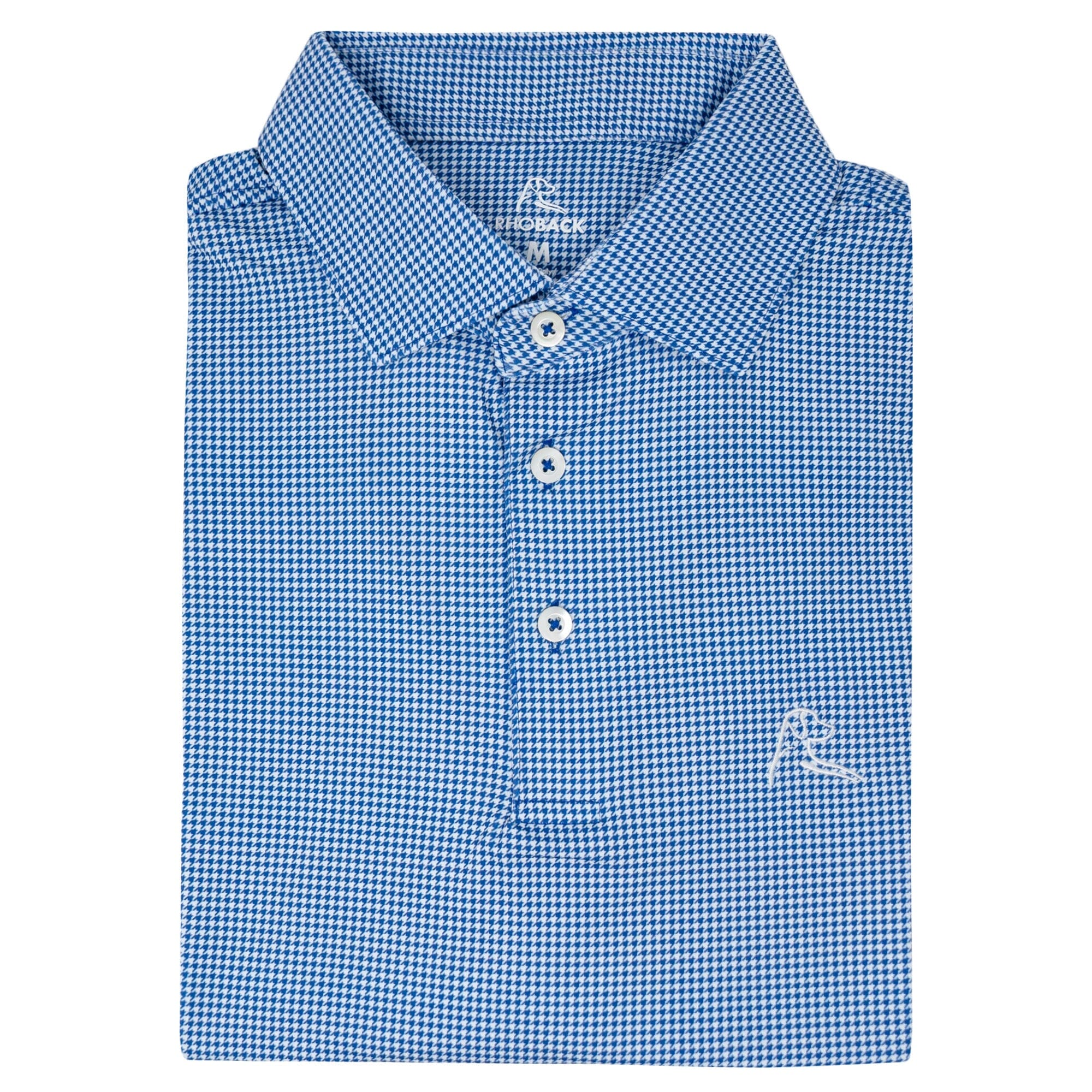 The Dogstooth Houndstooth | Performance Polo | The Dogstooth Houndstooth - Ocean Blue/White