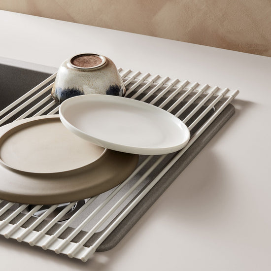 mDesign Dish Drying Rack with Silicone Mat