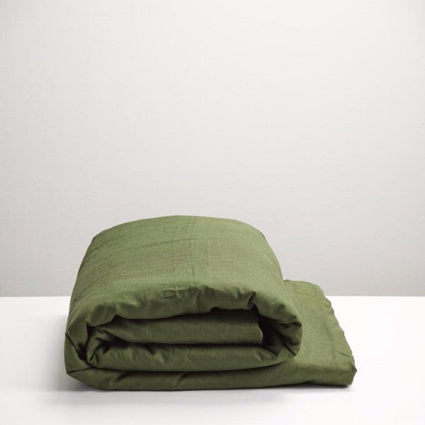 Forest Green Linen Duvet Thread Design