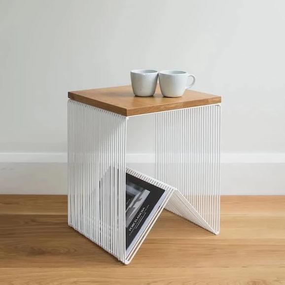 Wire Side Table White Thread Design