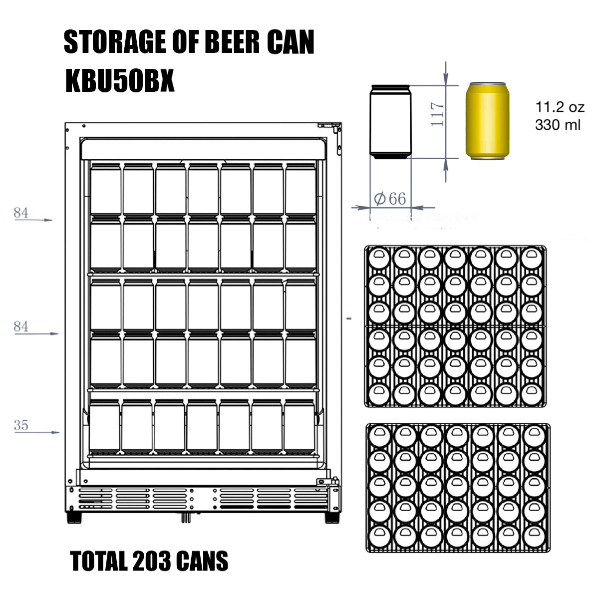 KingsBottle 48 inch Glass Door Wine and Beverage Fridge Center Built in