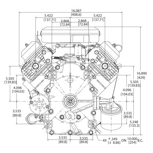 Vanguard 18HP VTwin Vertical Shaft Petrol Engine