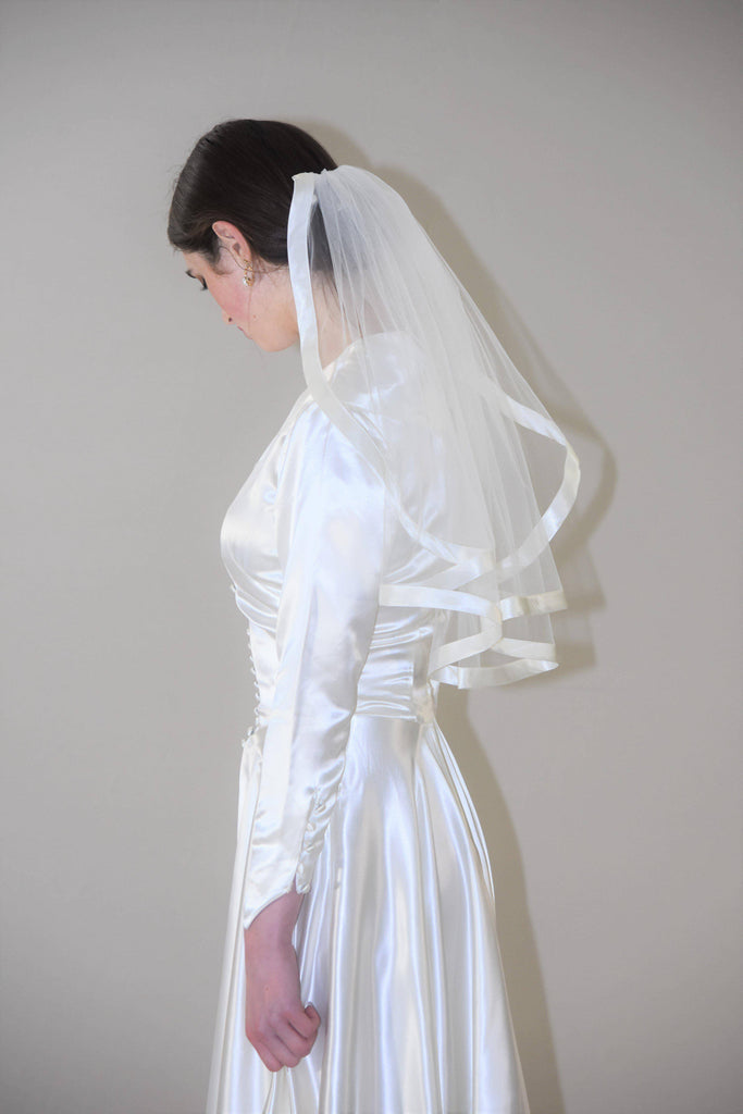 Classic Waltz Length Veil with Satin Edge | , White / 75 Inches / 108 Inches