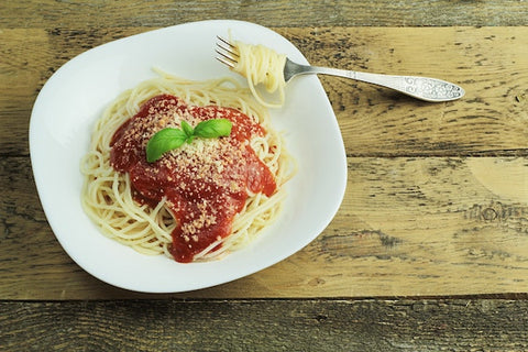 Food-stained teeth-pasta sauce 