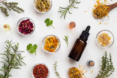 assortment of natural remedies on a table
