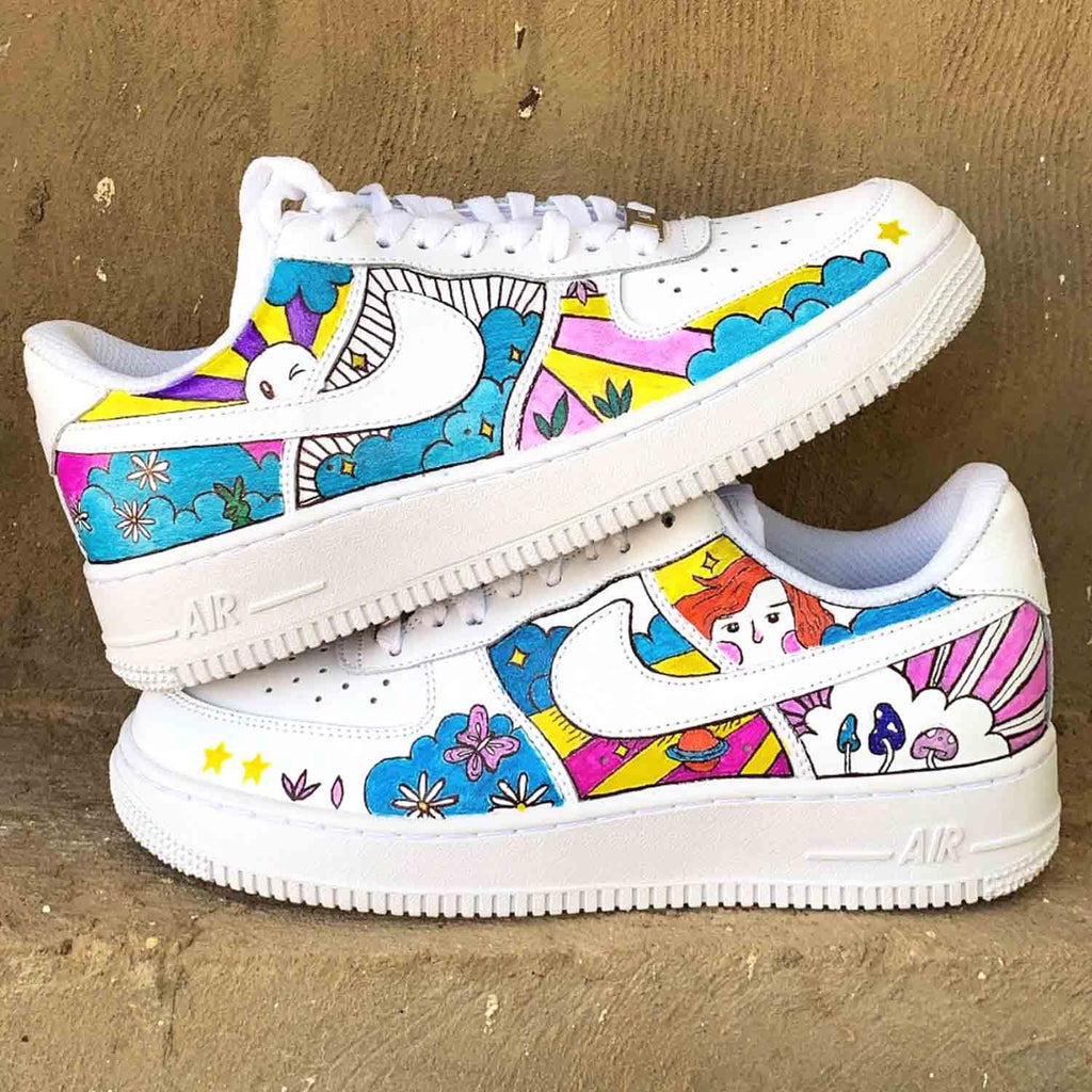 Nike Air Force 1 Color Drip Hand Drawn Paint Marker Custom Sneakers Colorful  Customized Shoes Nike Rainbow Custom 