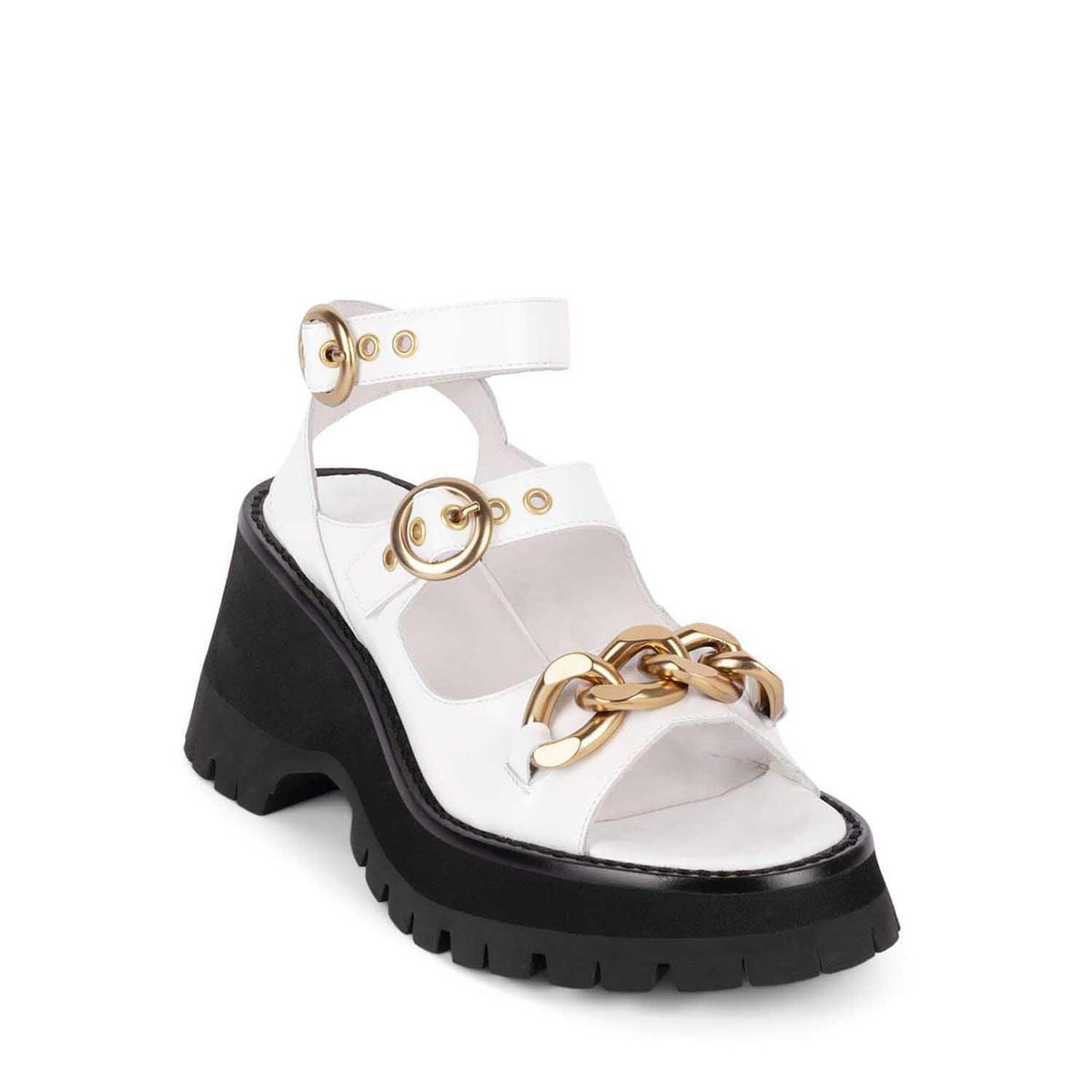 JEFFREY CAMPBELL CRUNCHED PLATFORM SANDAL WHITE – Como Store