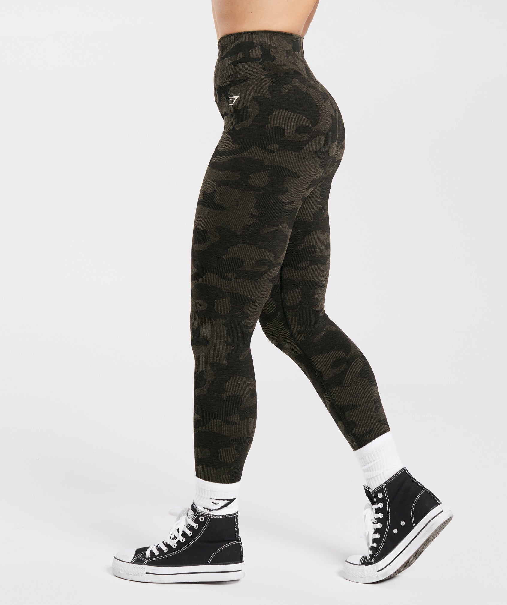 Adapt Camo Seamless Ribbed Leggings in Black/Camo Brown - view 3