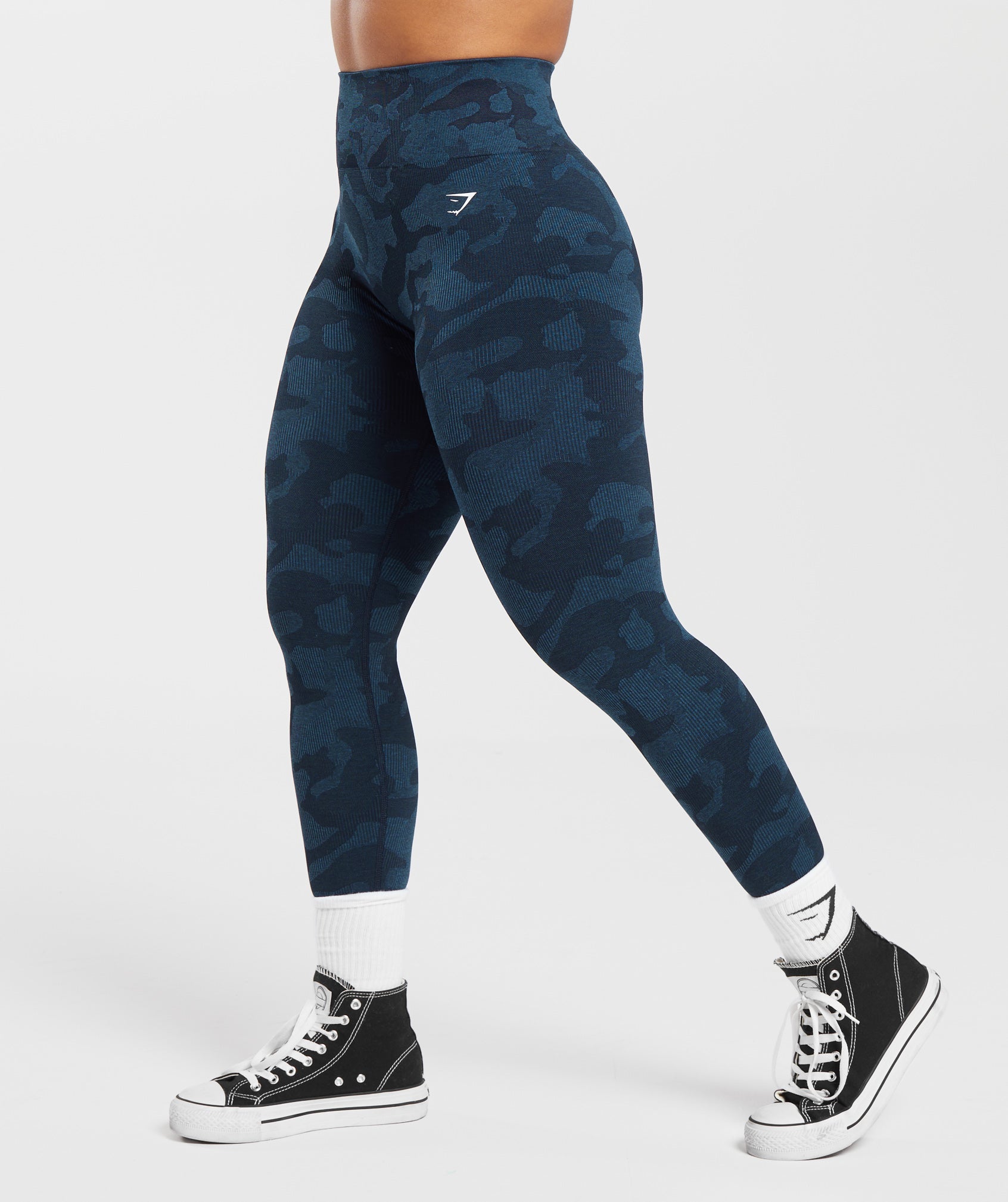 Adapt Camo Seamless Ribbed Leggings in Midnight Blue/Ash Blue - view 3