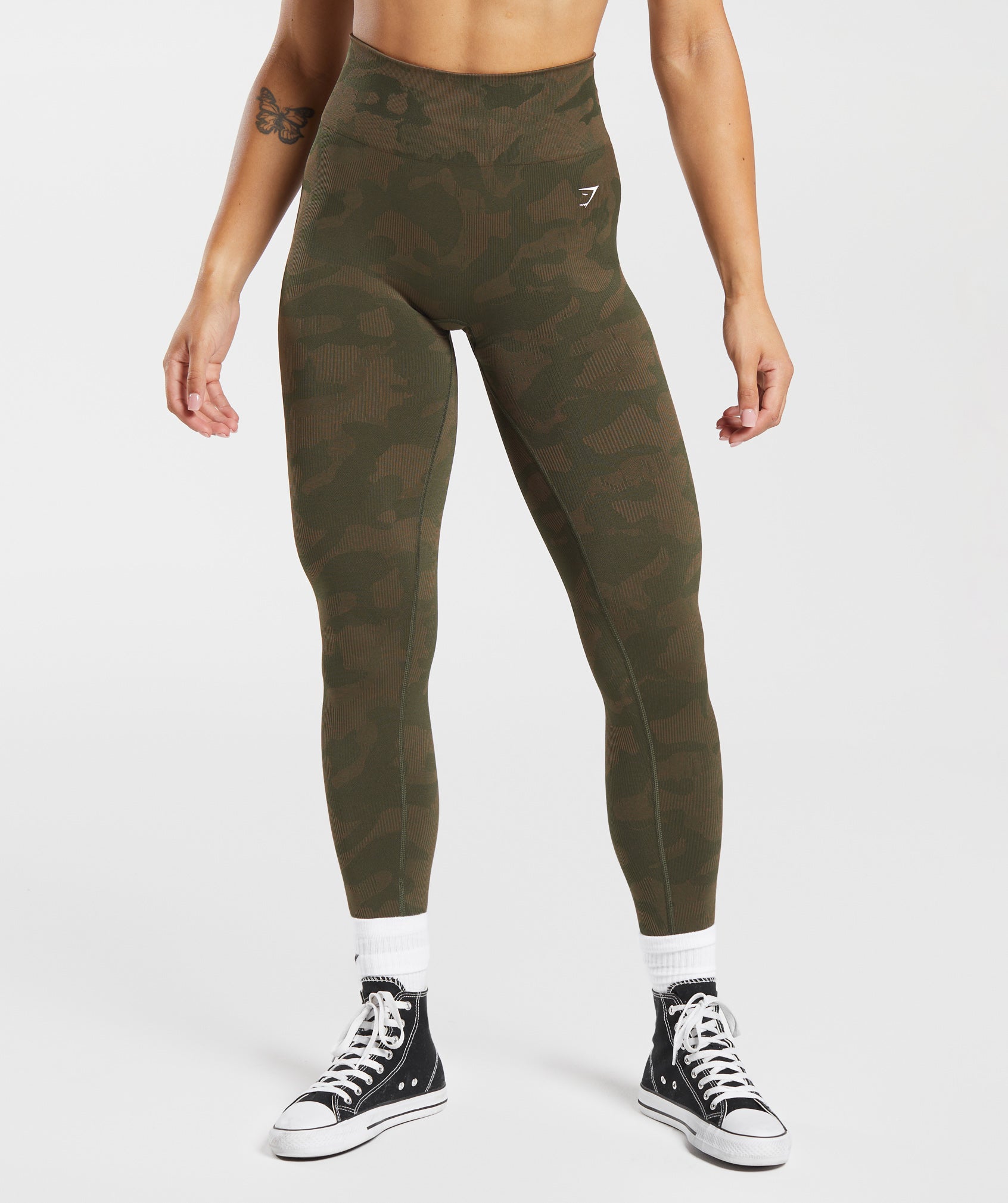 Gymshark Flex High Waisted Leggings - Marsh Green/White Marl