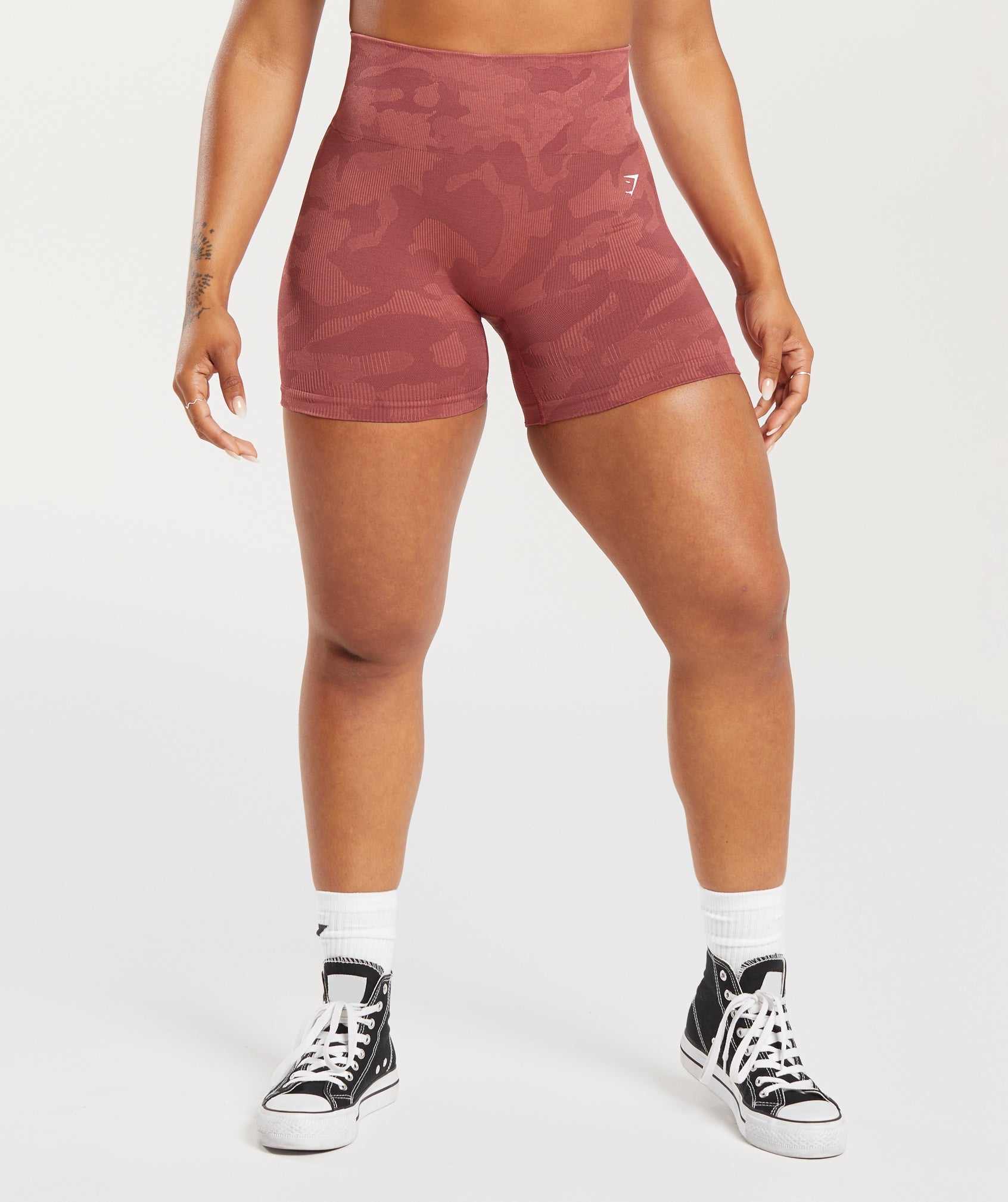Gymshark Adapt Camo Seamless Ribbed Shorts - Soft Berry/Sunbaked Pink