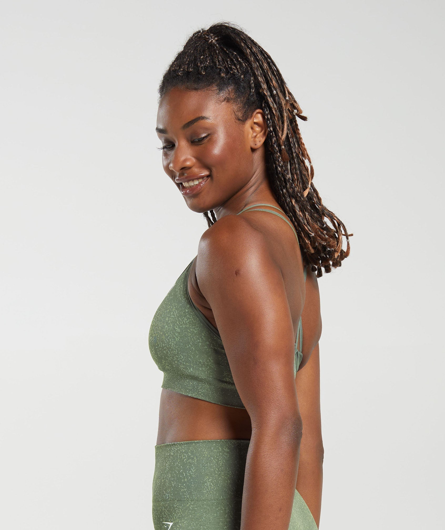 Adapt Fleck Seamless Sports Bra in Dusk Green/Light Sage Green - view 3