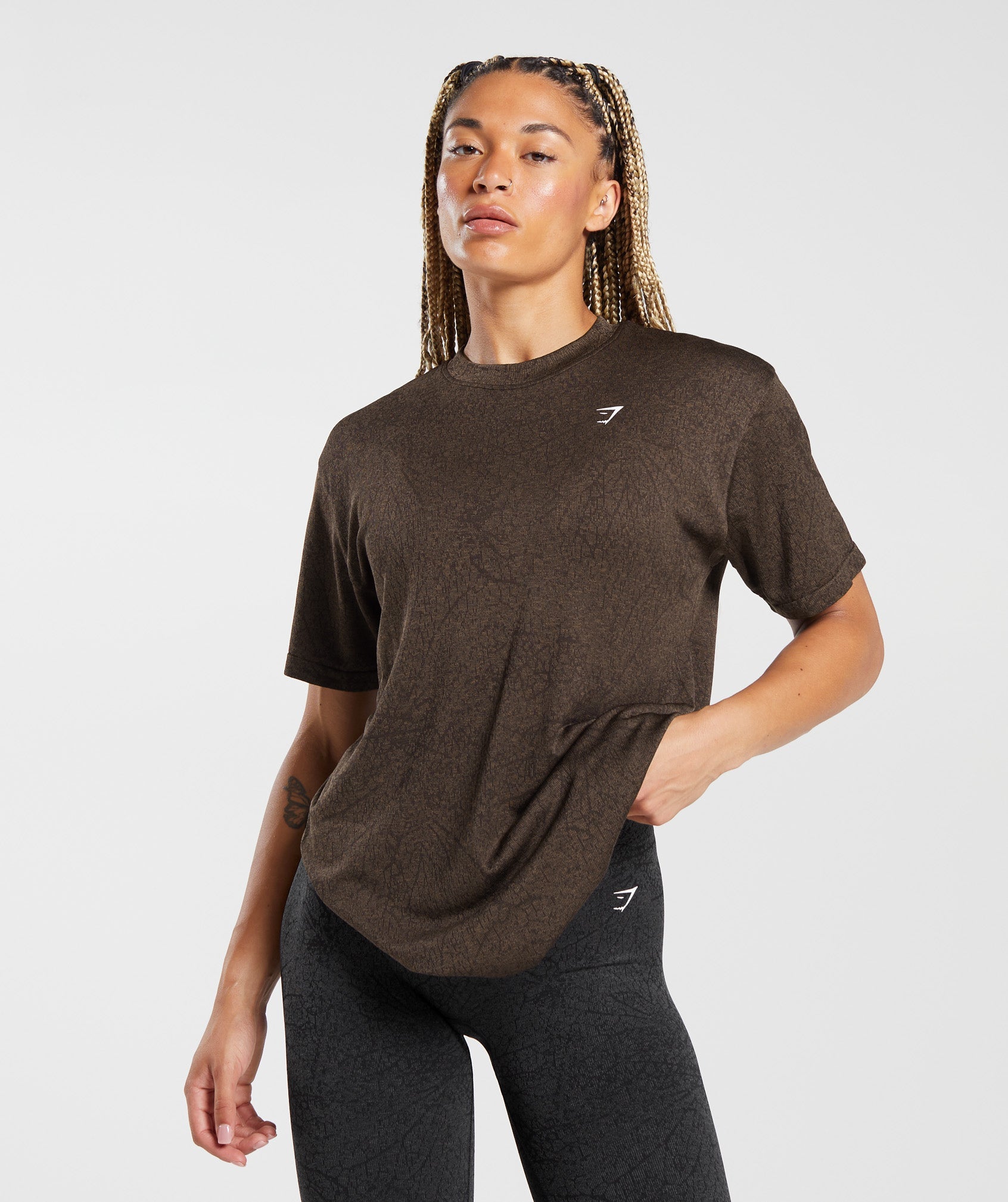 Gymshark Adapt Animal Seamless T-Shirt - Reef, Cherry Brown