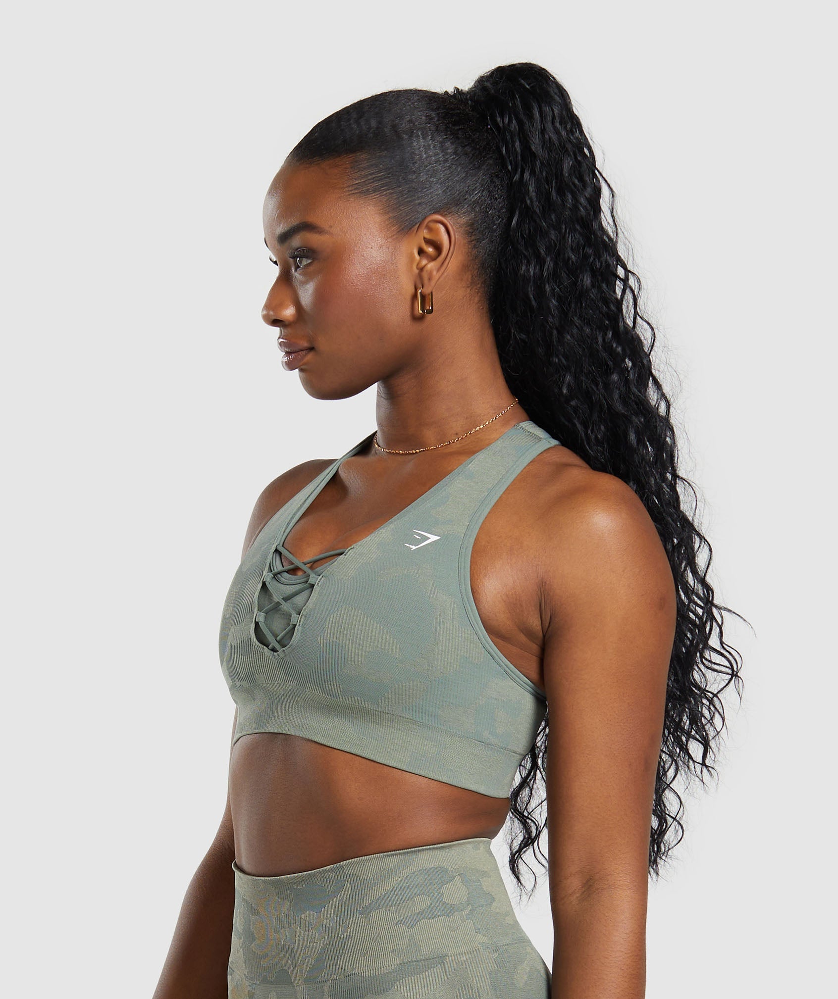 Adapt Camo Seamless Sports Bra in Unit Green/Chalk Green - view 3