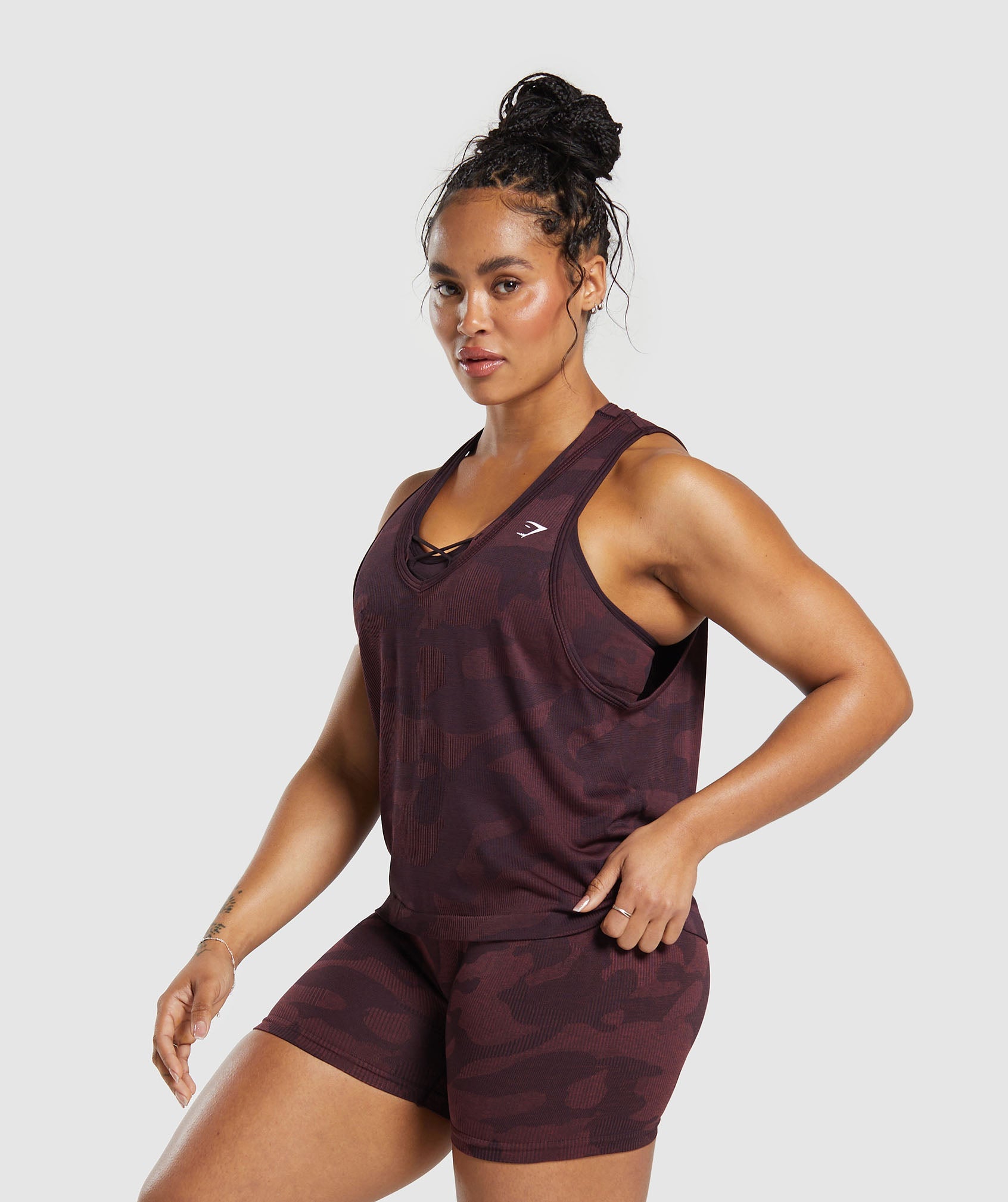 Adapt Camo Seamless Tank in Plum Brown/Burgundy Brown - view 3