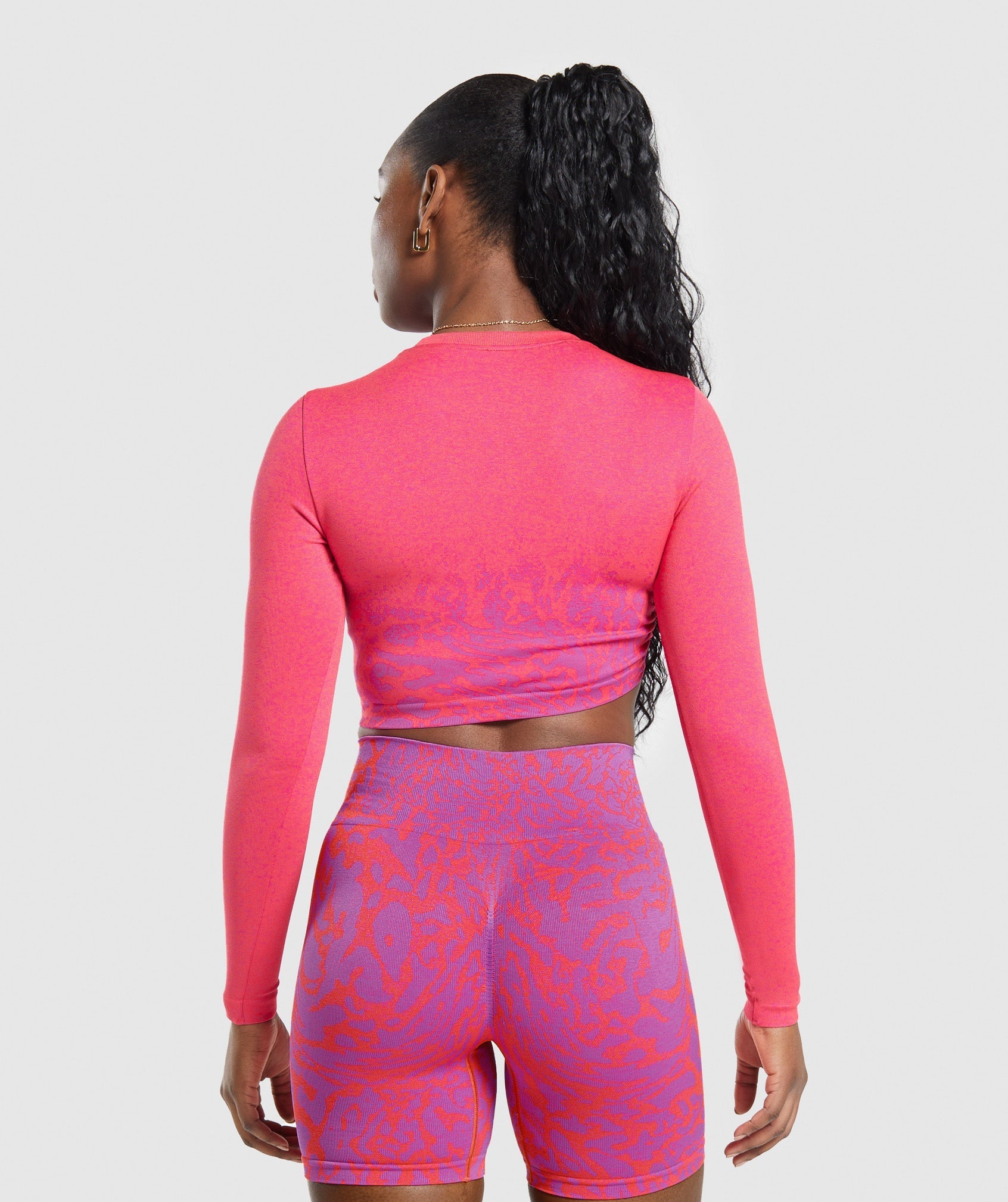 Adapt Safari Seamless Faded Long Sleeve Top in Shelly Pink/Fly Coral - view 2