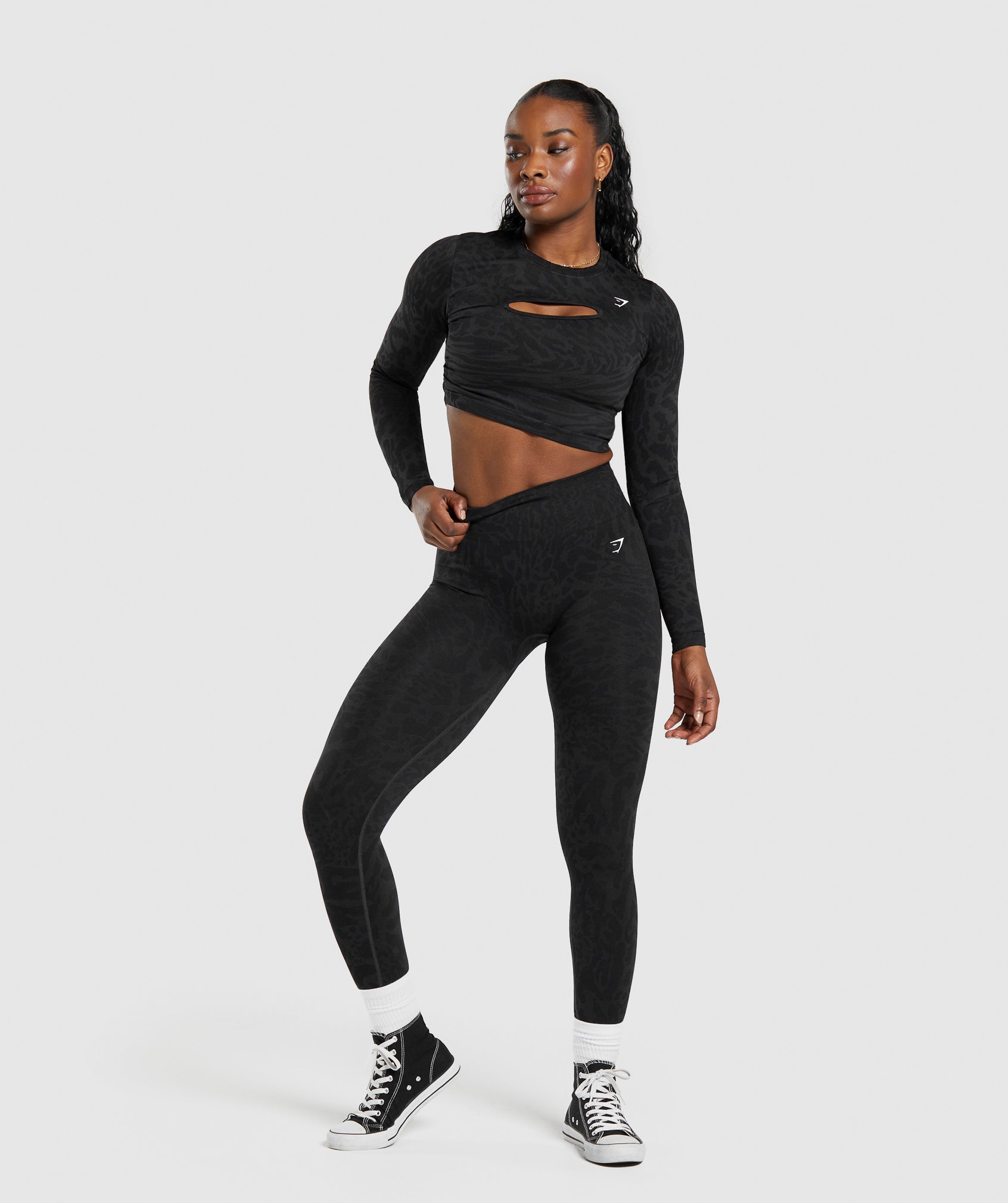 Gymshark ADAPT MARL SEAMLESS LEGGINGS - BLACK Size Small