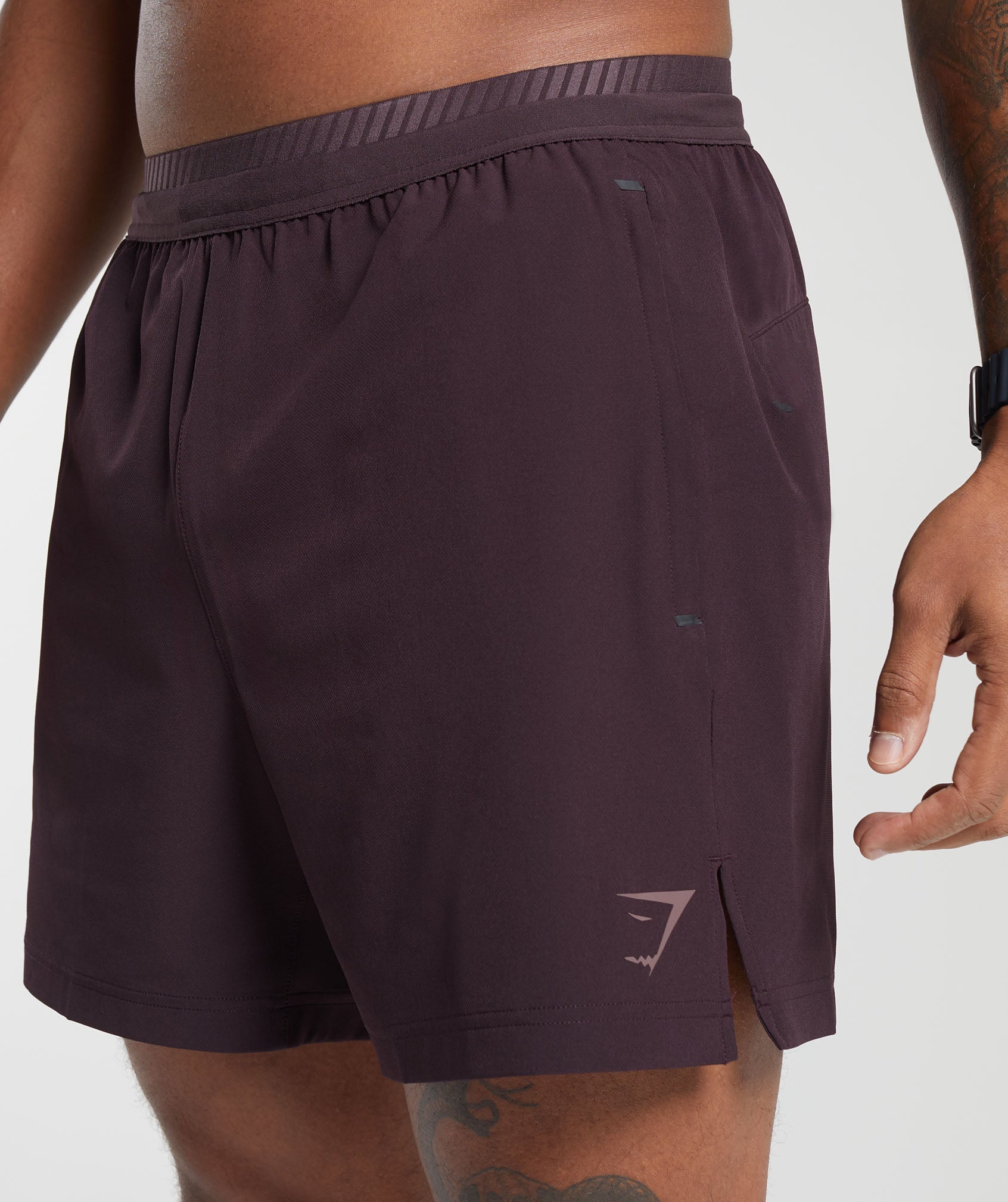 Apex 5" Hybrid Shorts in Plum Brown - view 5