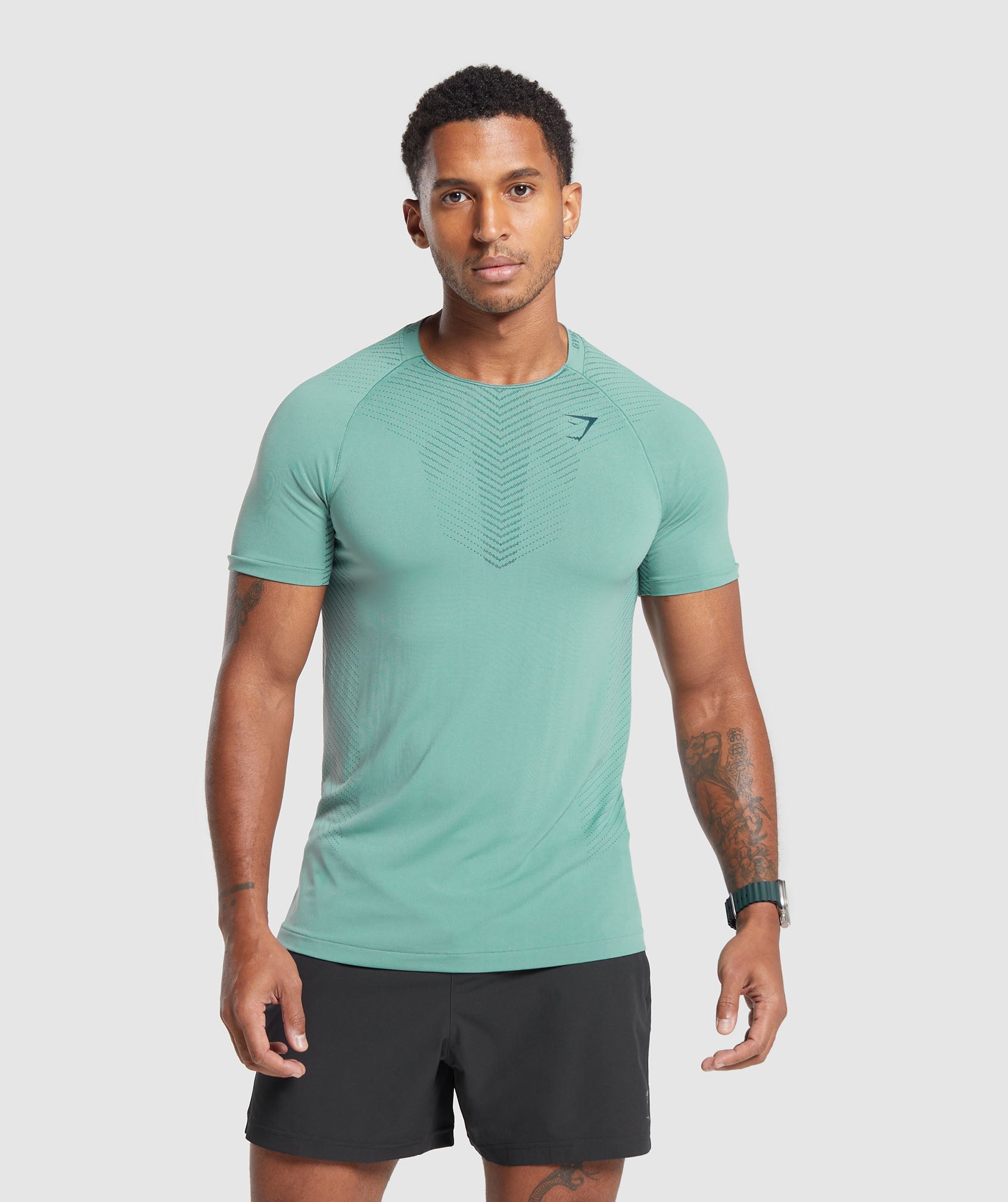 Gymshark Apex Seamless T-Shirt - Drift Grey/Evening Blue