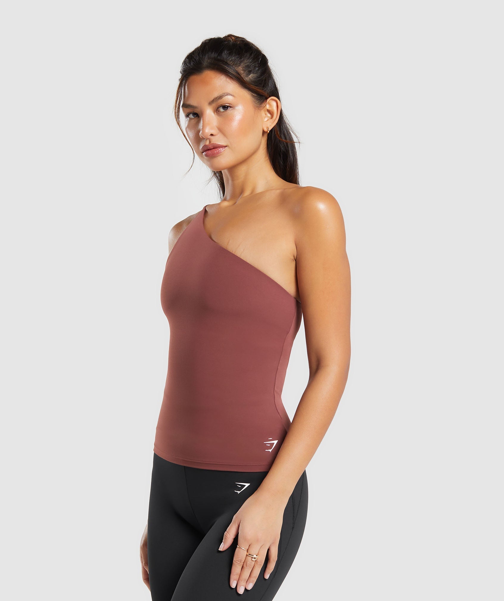 Asymmetric Tank With Shelf in Burgundy Brown - view 3