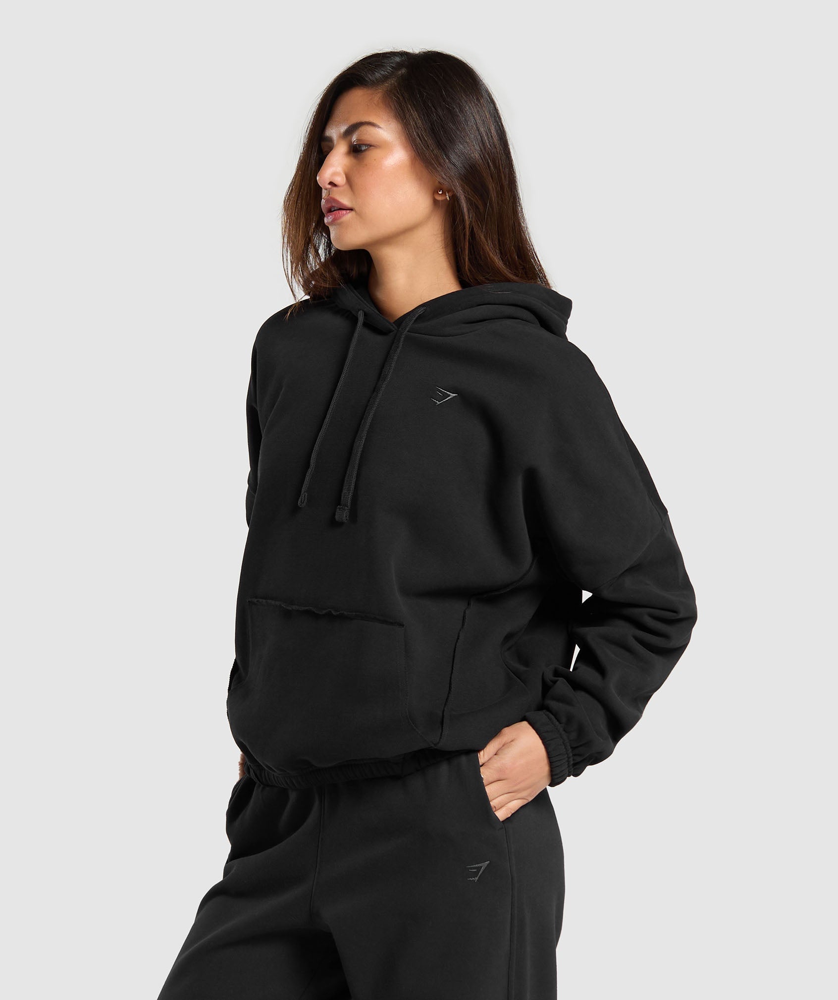 Fleece Oversized Hoodie in Black - view 3