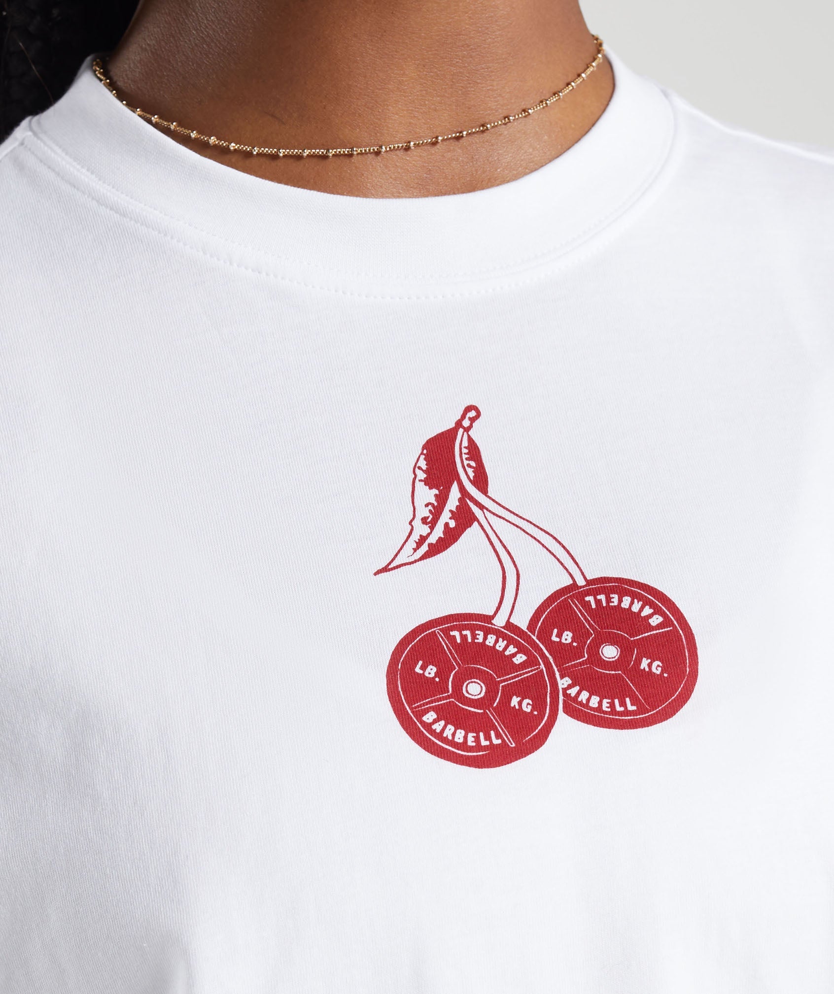Barbell Cherries Oversized T-Shirt in White - view 6