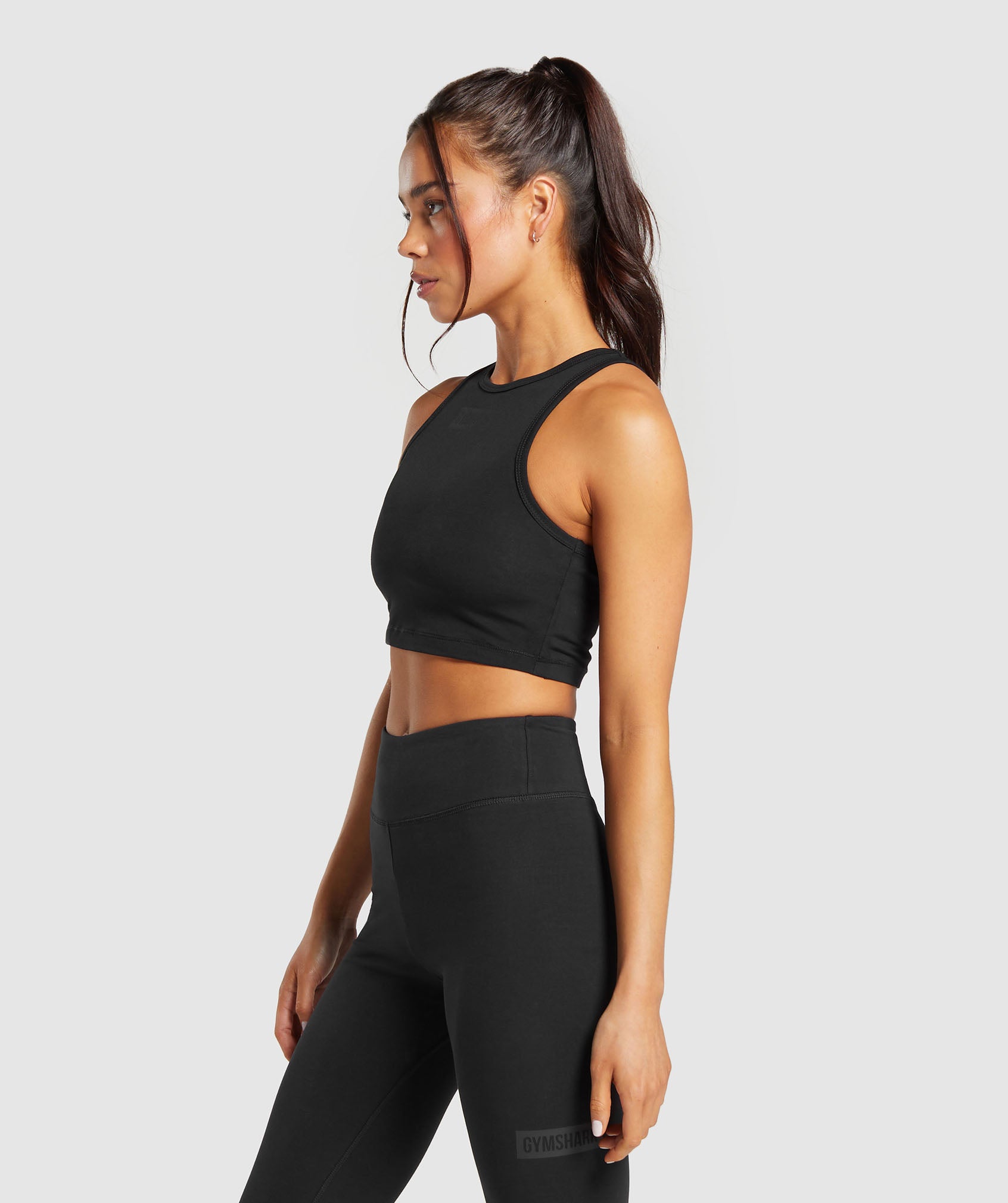 Block Crop Tank in Black - view 3