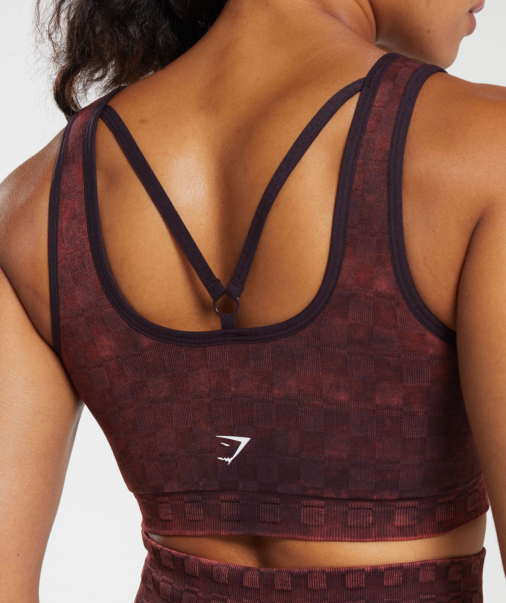 Check Seamless Washed Sports Bra in Plum Brown - view 5