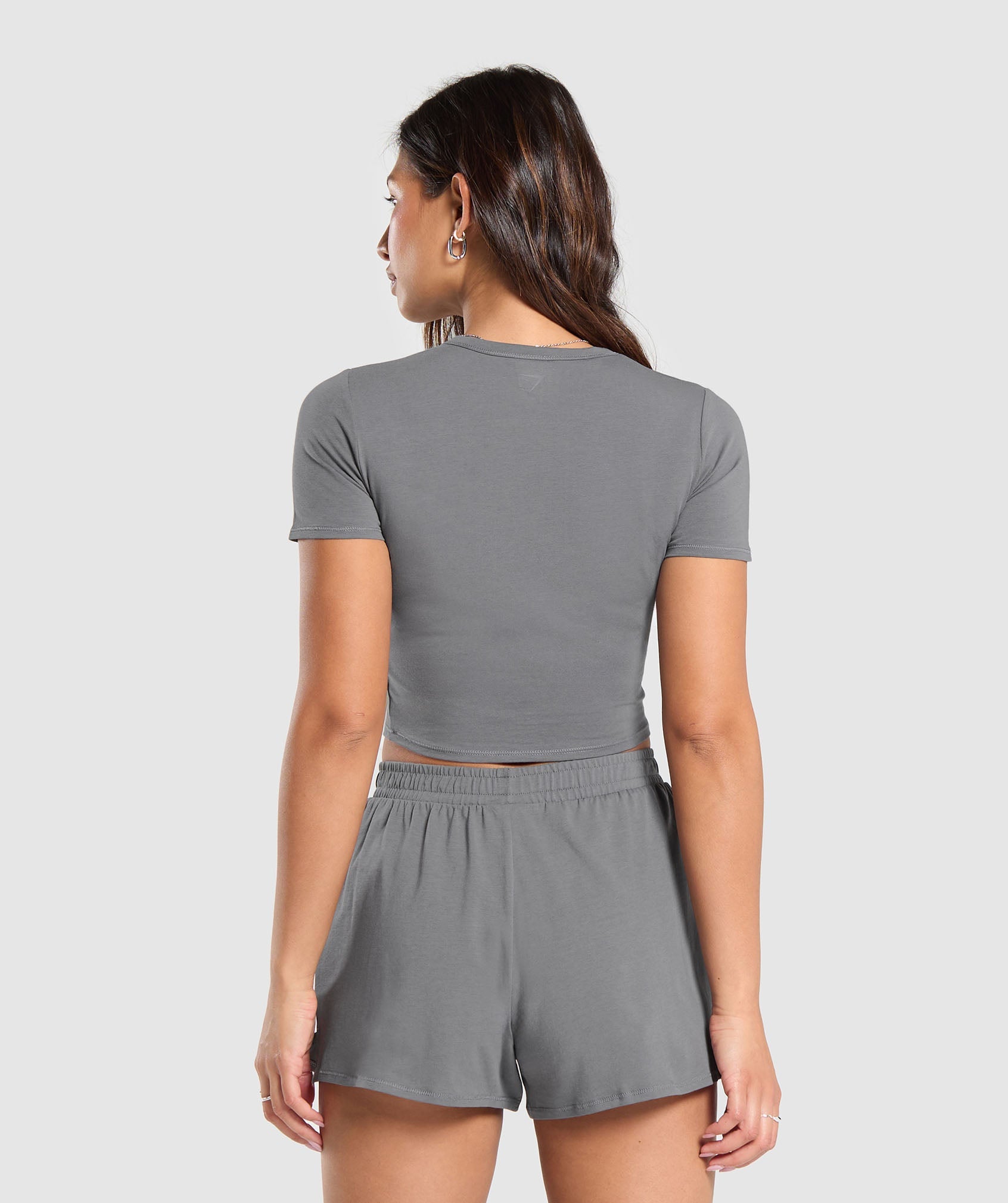 Cotton Crop Top in Brushed Grey - view 2