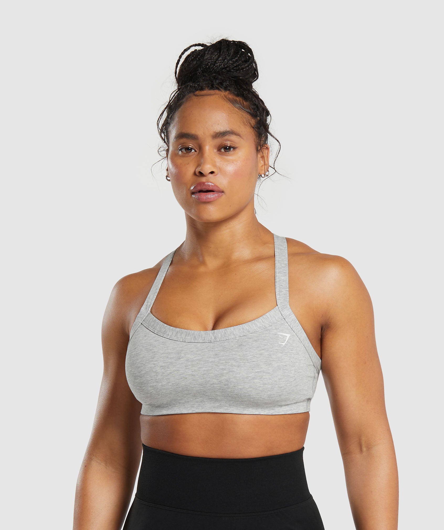 Cotton Lifting Sports Bra in Light Grey Core Marl